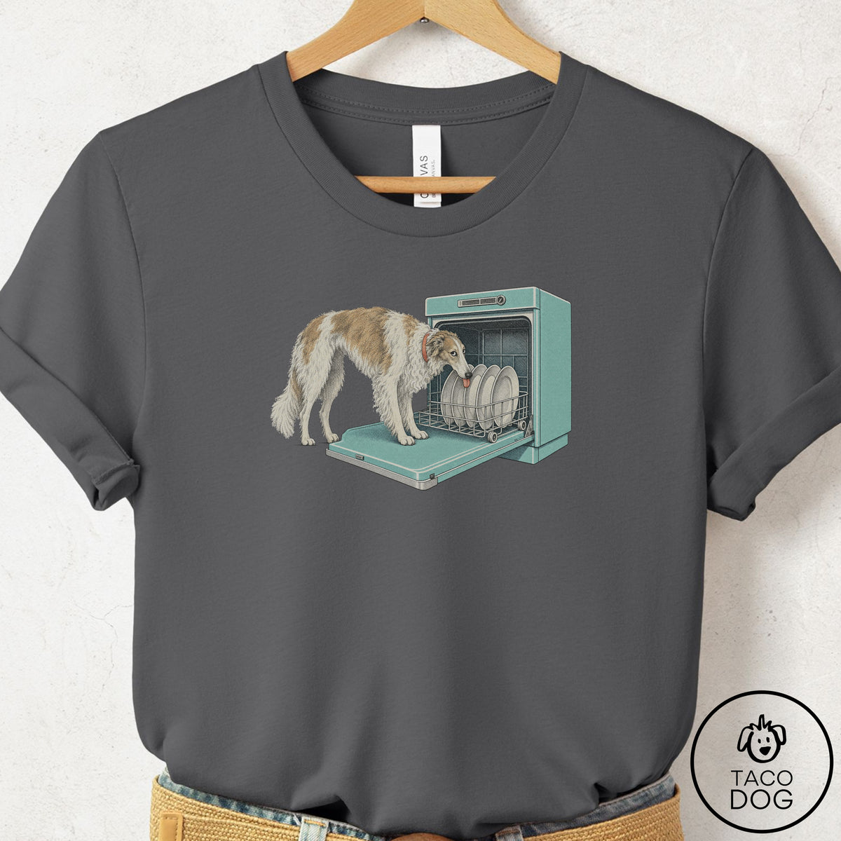 Borzoi Lower Rack T-Shirt Asphalt Taco-Dog
