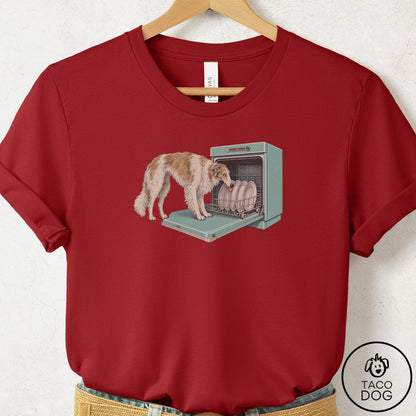 Borzoi Lower Rack T-Shirt Canvas Red Taco-Dog