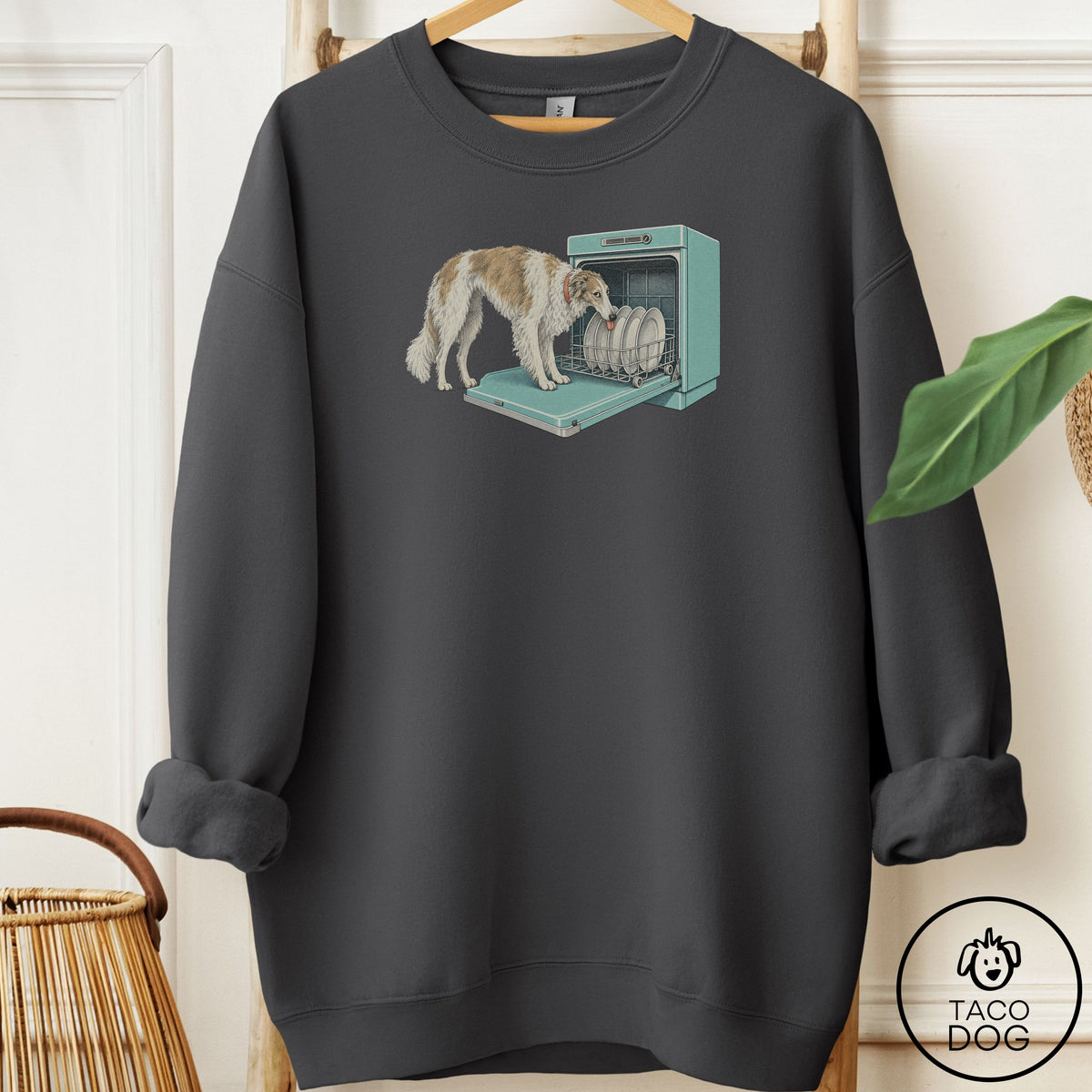 Borzoi Lower Rack Sweatshirt Charcoal Taco-Dog