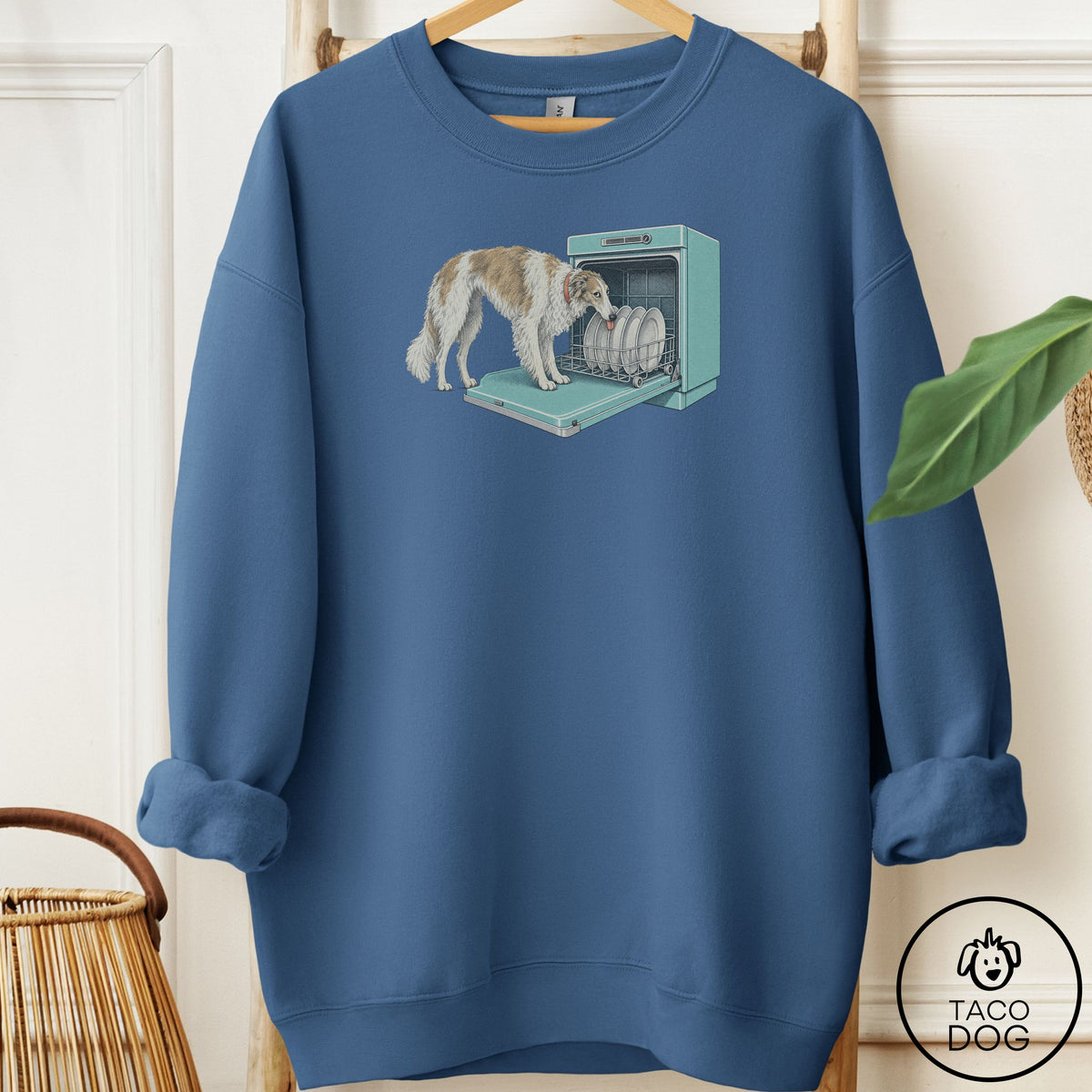 Borzoi Lower Rack Sweatshirt Indigo Blue Taco-Dog