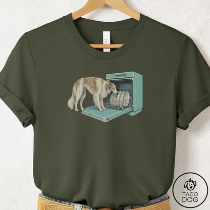 Borzoi Lower Rack T-Shirt Military Green Taco-Dog