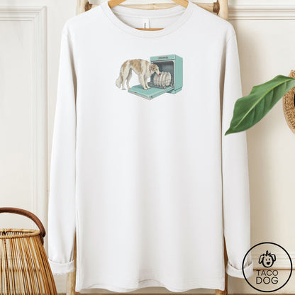 Borzoi Lower Rack Long Sleeve Tee White Taco-Dog