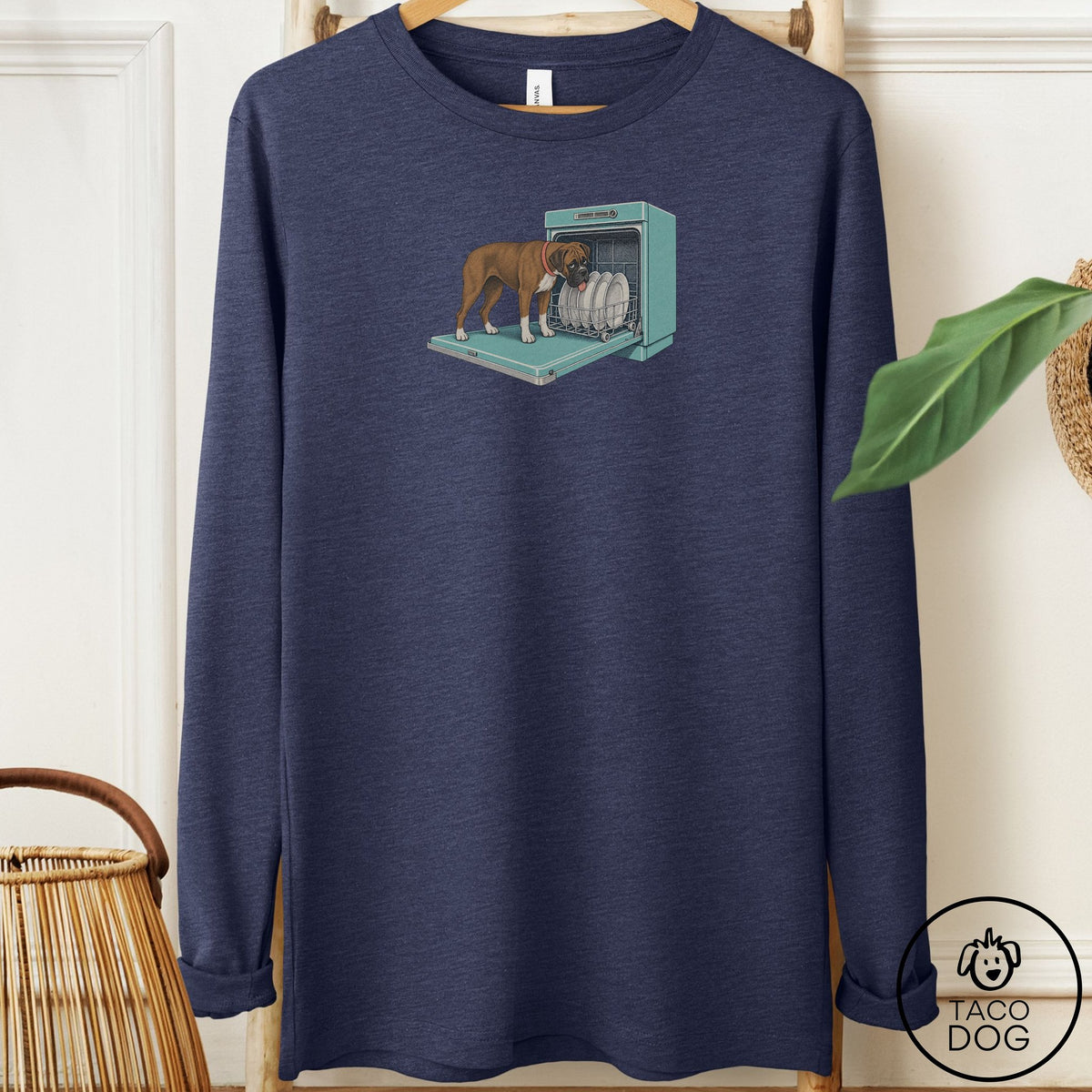 Boxer Lower Rack Long Sleeve Tee Heather Navy Taco-Dog