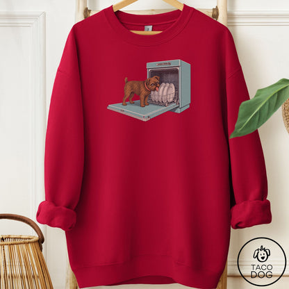 Brussels Griffon Lower Rack Sweatshirt Cardinal Red Taco-Dog