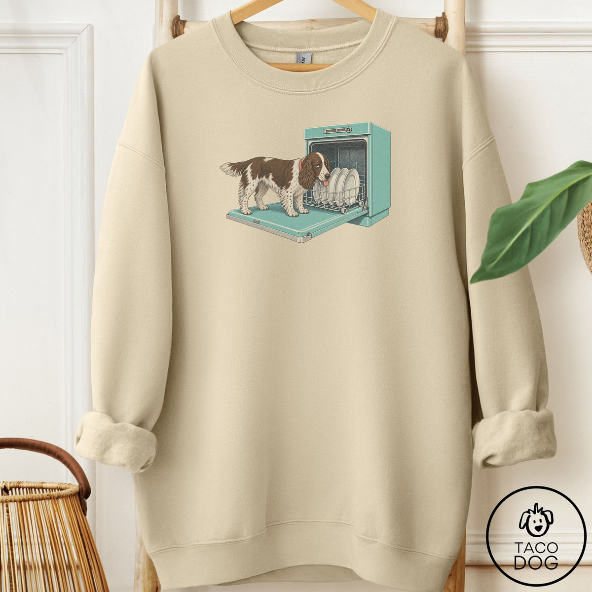 Springer Spaniel Lower Rack Sweatshirt Sand Taco-Dog