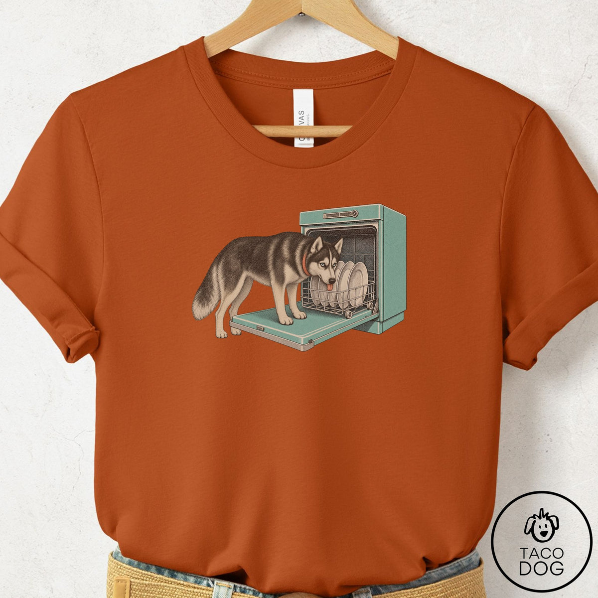 Husky Lower Rack T-Shirt Autumn Taco-Dog