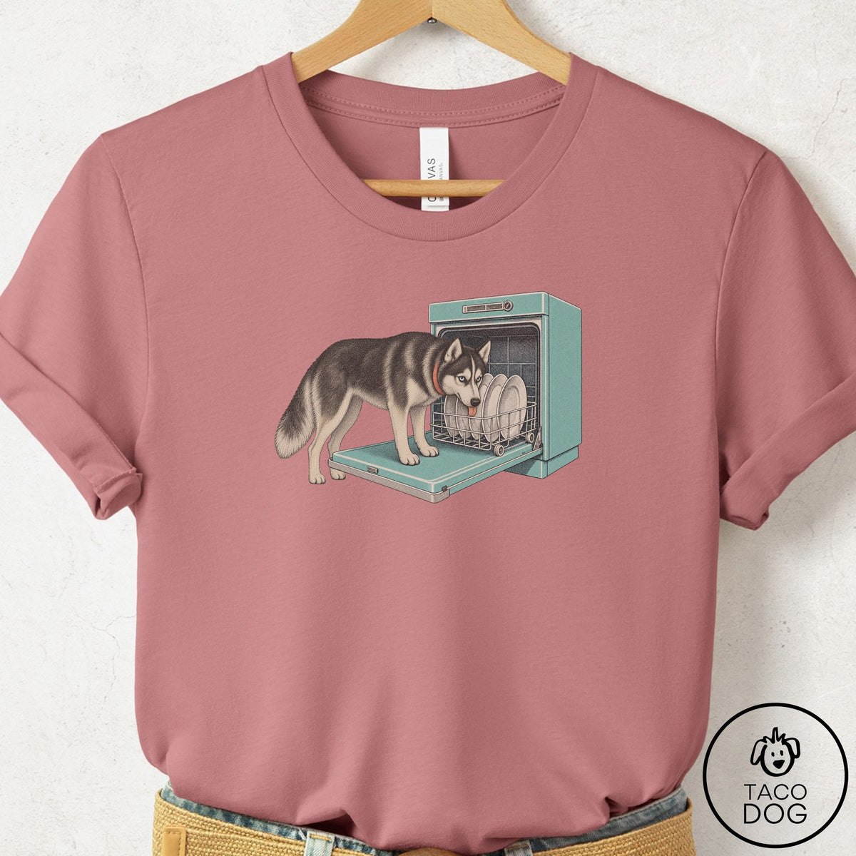 Husky Lower Rack T-Shirt Mauve Taco-Dog