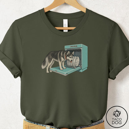 Husky Lower Rack T-Shirt Military Green Taco-Dog