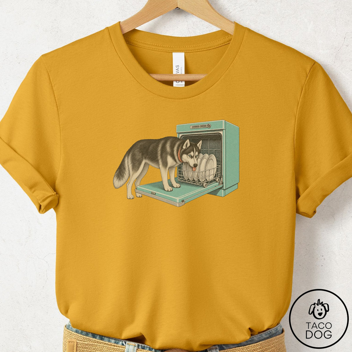 Husky Lower Rack T-Shirt Mustard Taco-Dog