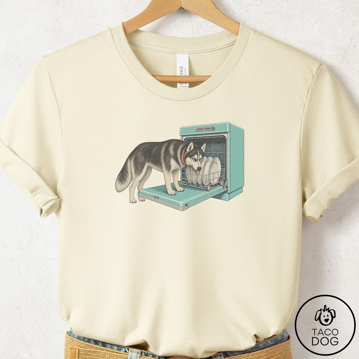 Husky Lower Rack T-Shirt Natural Taco-Dog