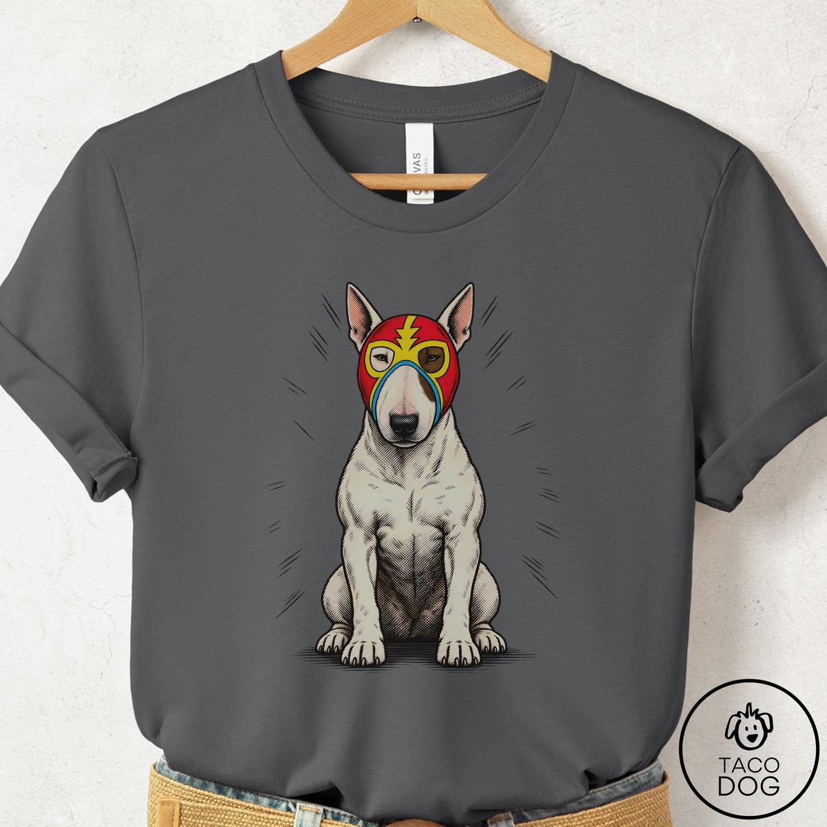 Bull Terrier Luchador 2 T-Shirt Asphalt Taco-Dog