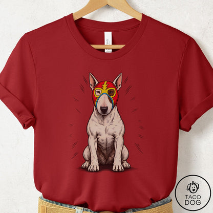 Bull Terrier Luchador 2 T-Shirt Canvas Red Taco-Dog