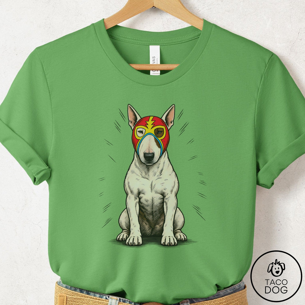 Bull Terrier Luchador 2 T-Shirt Leaf Taco-Dog