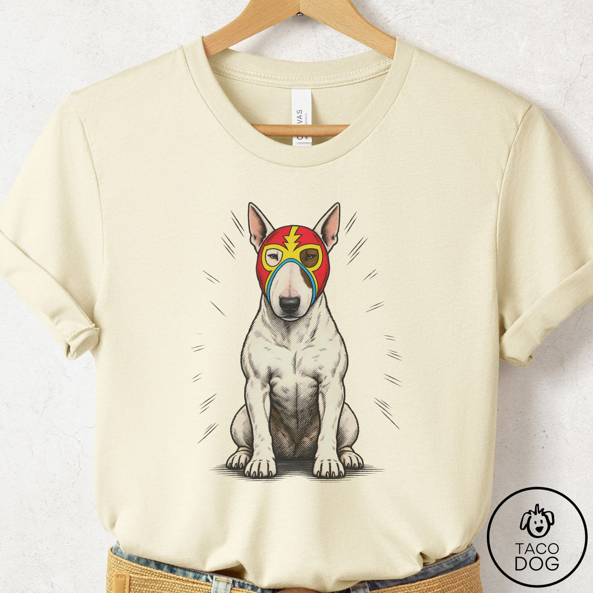 Bull Terrier Luchador 2 T-Shirt Natural Taco-Dog