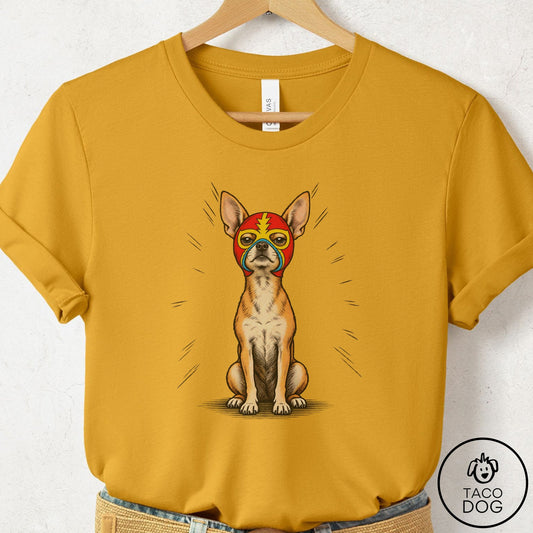 Chihuahua Luchador 2 T-Shirt Mustard Taco-Dog
