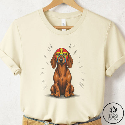 Dachshund Luchador 2 T-Shirt Natural Taco-Dog