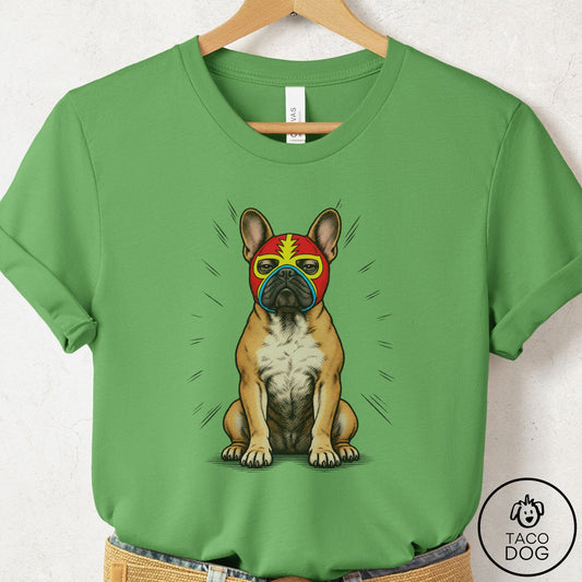 French Bulldog Frenchie Luchador 2 T-Shirt Leaf Taco-Dog