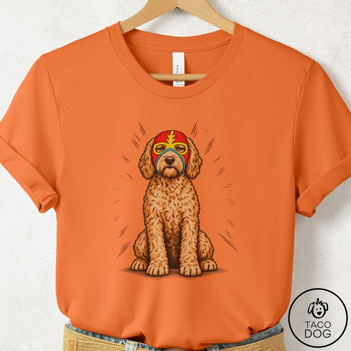 Doodle Luchador 2 T-Shirt Burnt Orange Taco-Dog