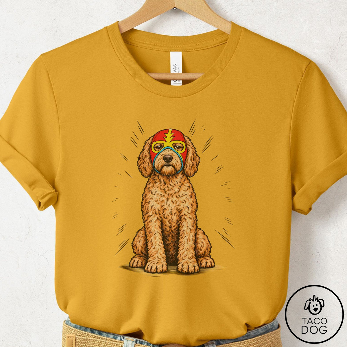 Doodle Luchador 2 T-Shirt Mustard Taco-Dog