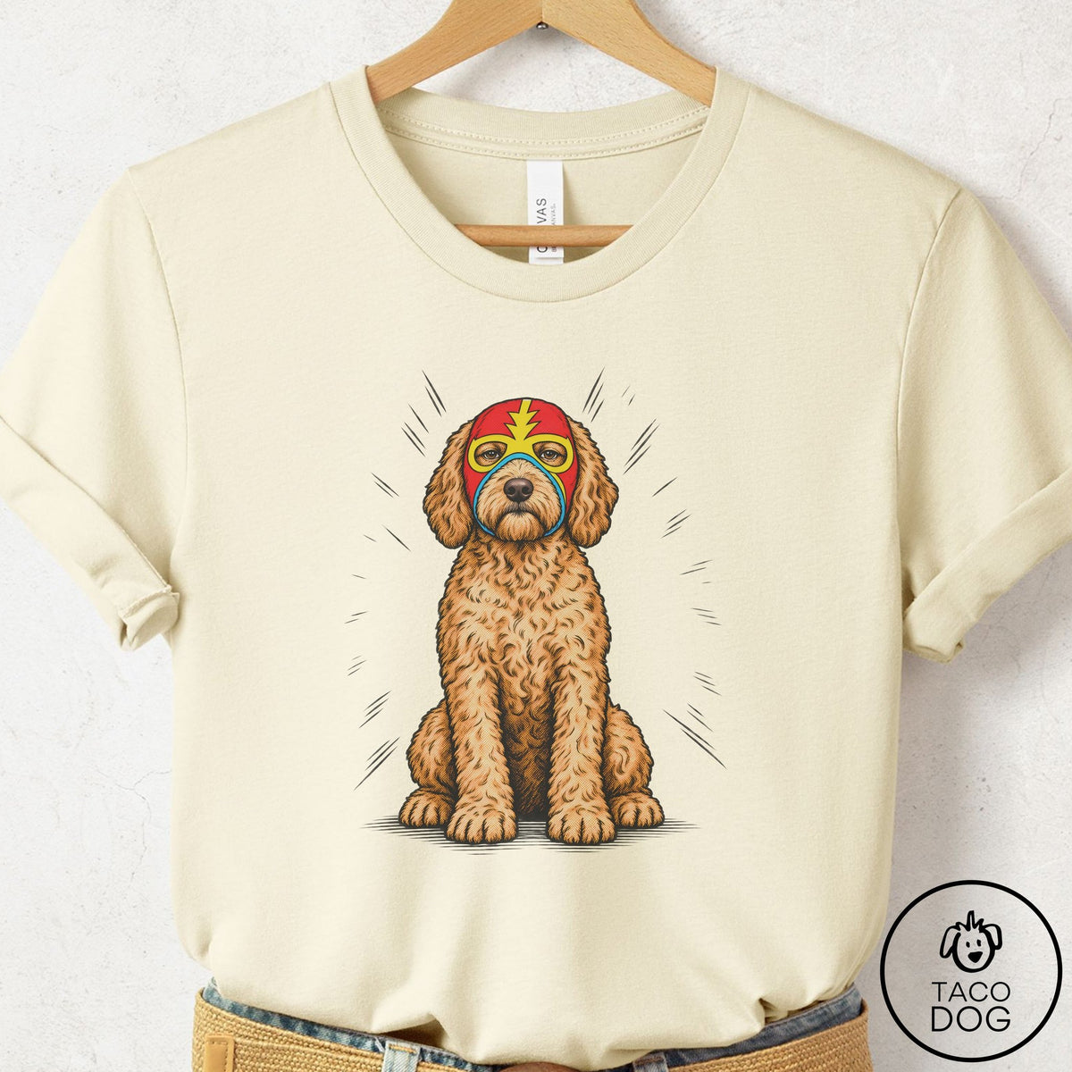 Doodle Luchador 2 T-Shirt Natural Taco-Dog