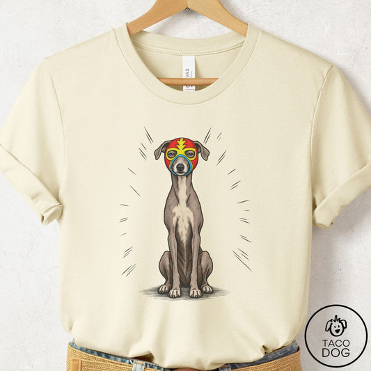Italian Greyhound Whippet Luchador 2 T-Shirt Natural Taco-Dog