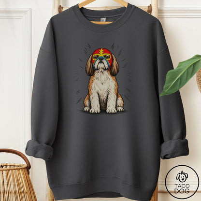 Shih Tzu Luchador 2 Sweatshirt Charcoal Taco-Dog