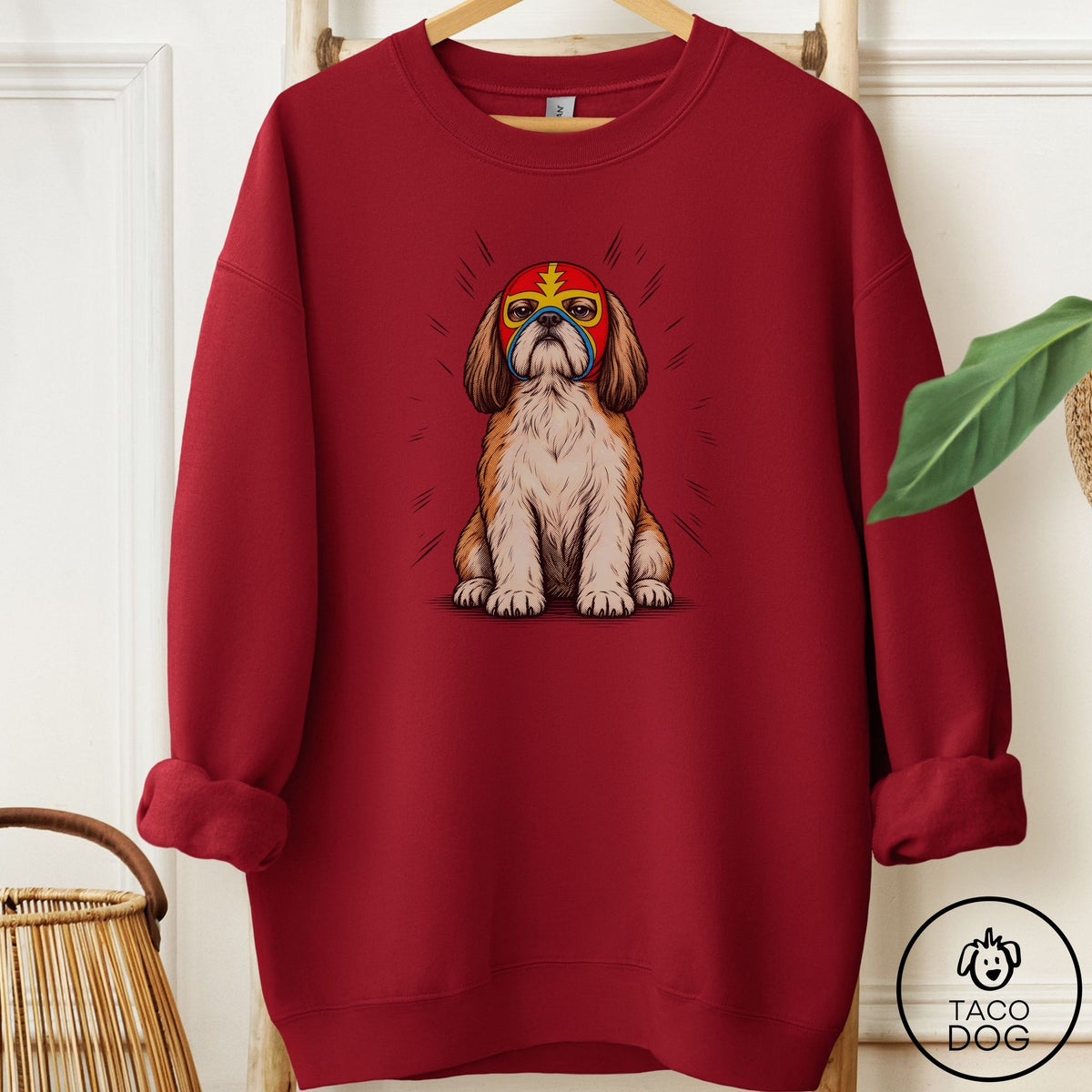 Shih Tzu Luchador 2 Sweatshirt Garnet Taco-Dog