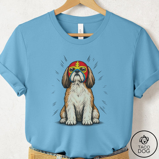 Shih Tzu Luchador 2 T-Shirt Ocean Blue Taco-Dog