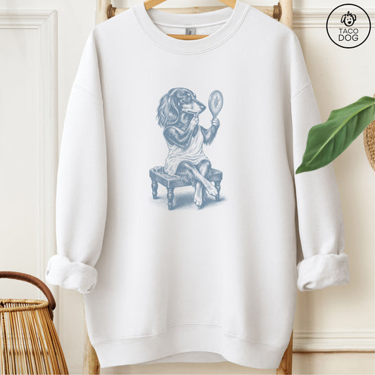 Dachshund Makeup Sweatshirt White M Taco-Dog