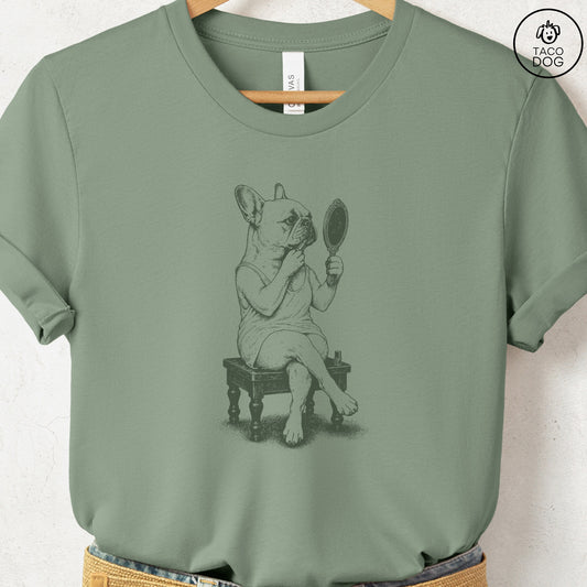 French Bulldog Frenchie Makeup T-Shirt Sage S Taco-Dog