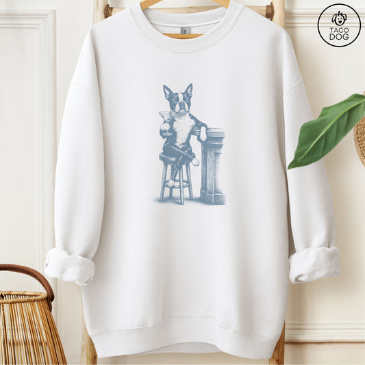 Boston Terrier Martini Sweatshirt White M Taco-Dog