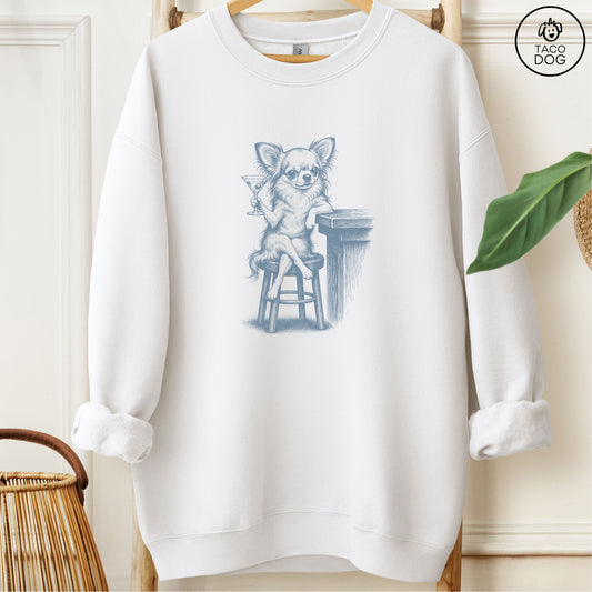 Chihuahua Martini Sweatshirt White M Taco-Dog