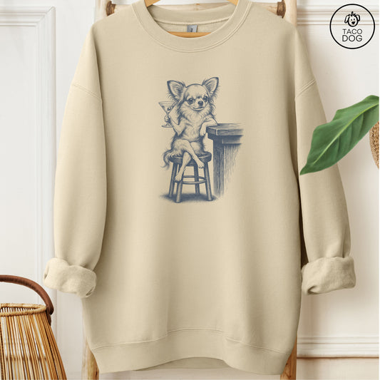 Chihuahua Martini Sweatshirt Sand M Taco-Dog