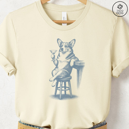 Corgi Martini T-Shirt Natural S Taco-Dog