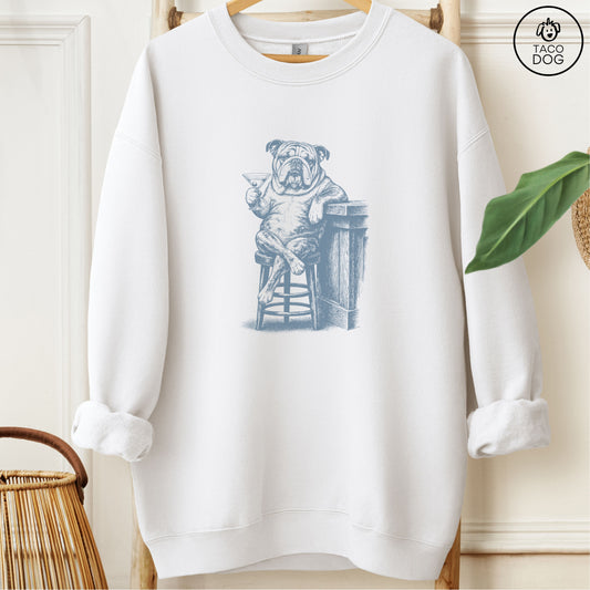 English Bulldog Martini Sweatshirt White M Taco-Dog