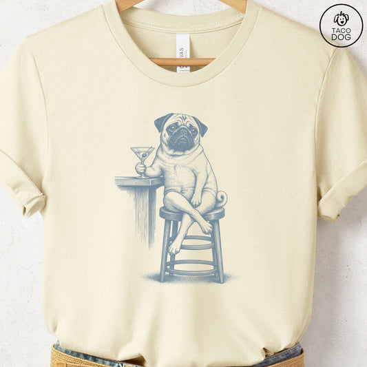 Pug Martini T-Shirt Natural S Taco-Dog