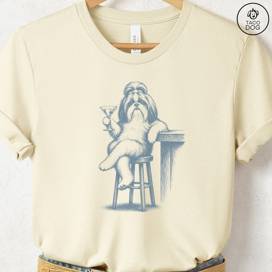 Shih Tzu Martini T-Shirt Natural S Taco-Dog