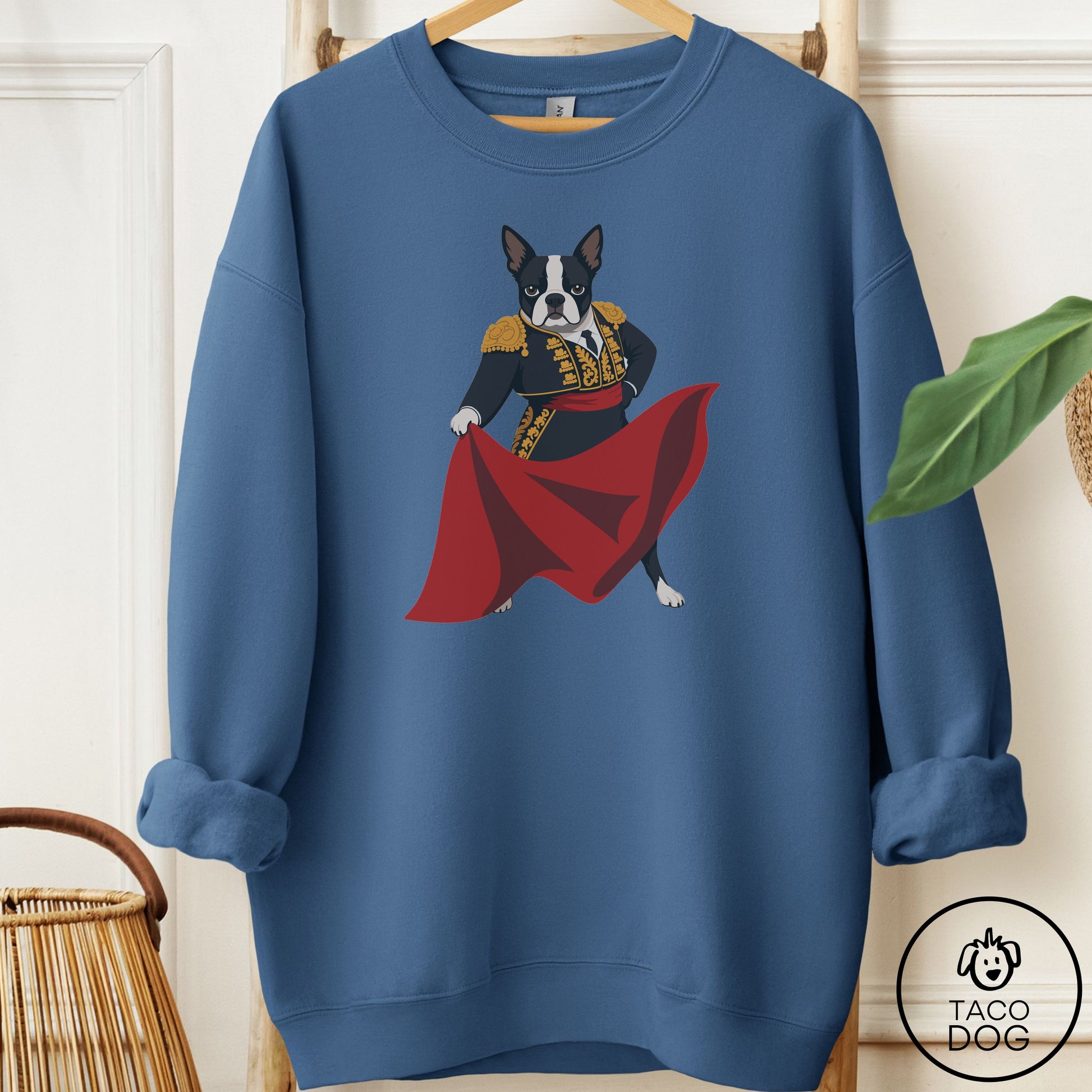 Boston Terrier Matador Sweatshirt Indigo Blue Taco-Dog