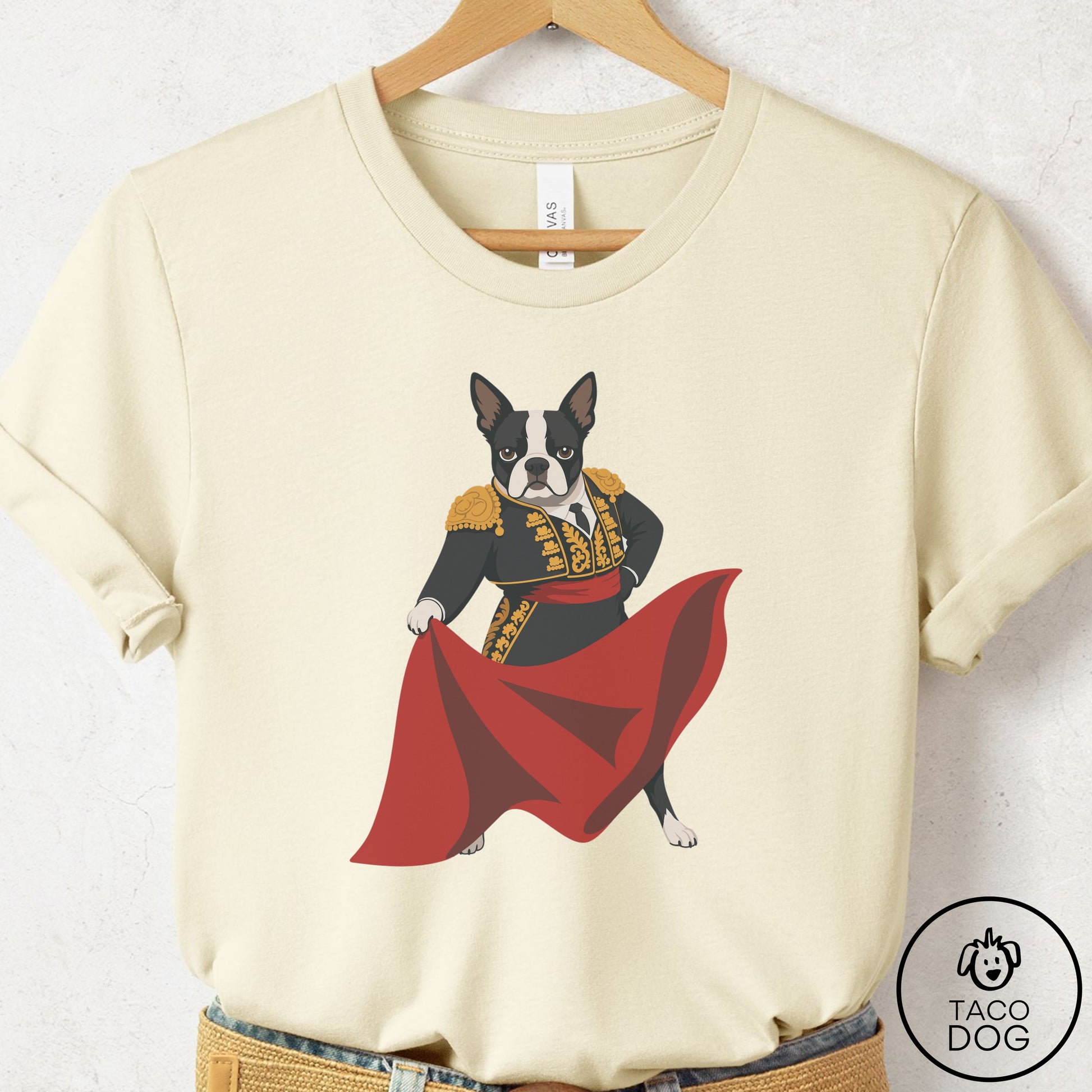 Boston Terrier Matador T-Shirt Natural Taco-Dog