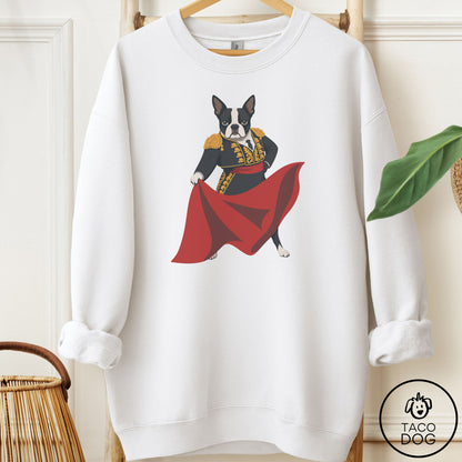 Boston Terrier Matador Sweatshirt White Taco-Dog