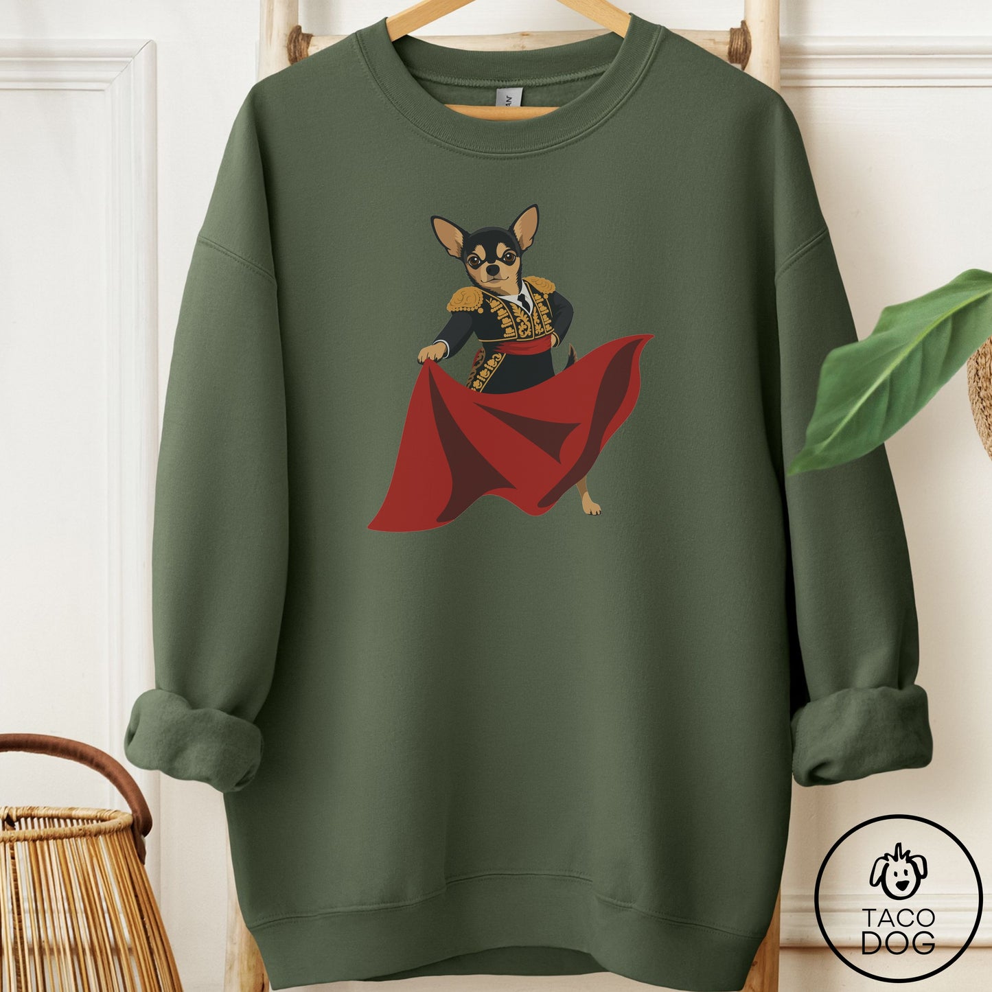 Chihuahua Matador Sweatshirt Military Green Taco-Dog