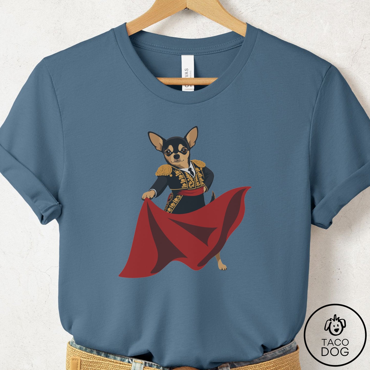 Chihuahua Matador T-Shirt Steel Blue Taco-Dog