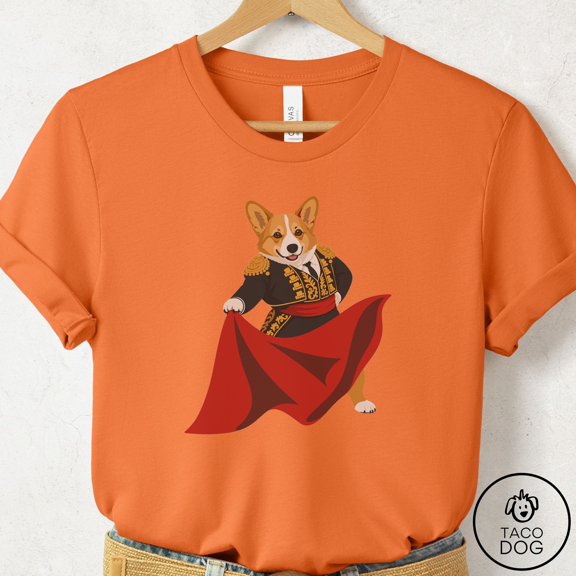 Corgi Matador T-Shirt Burnt Orange Taco-Dog