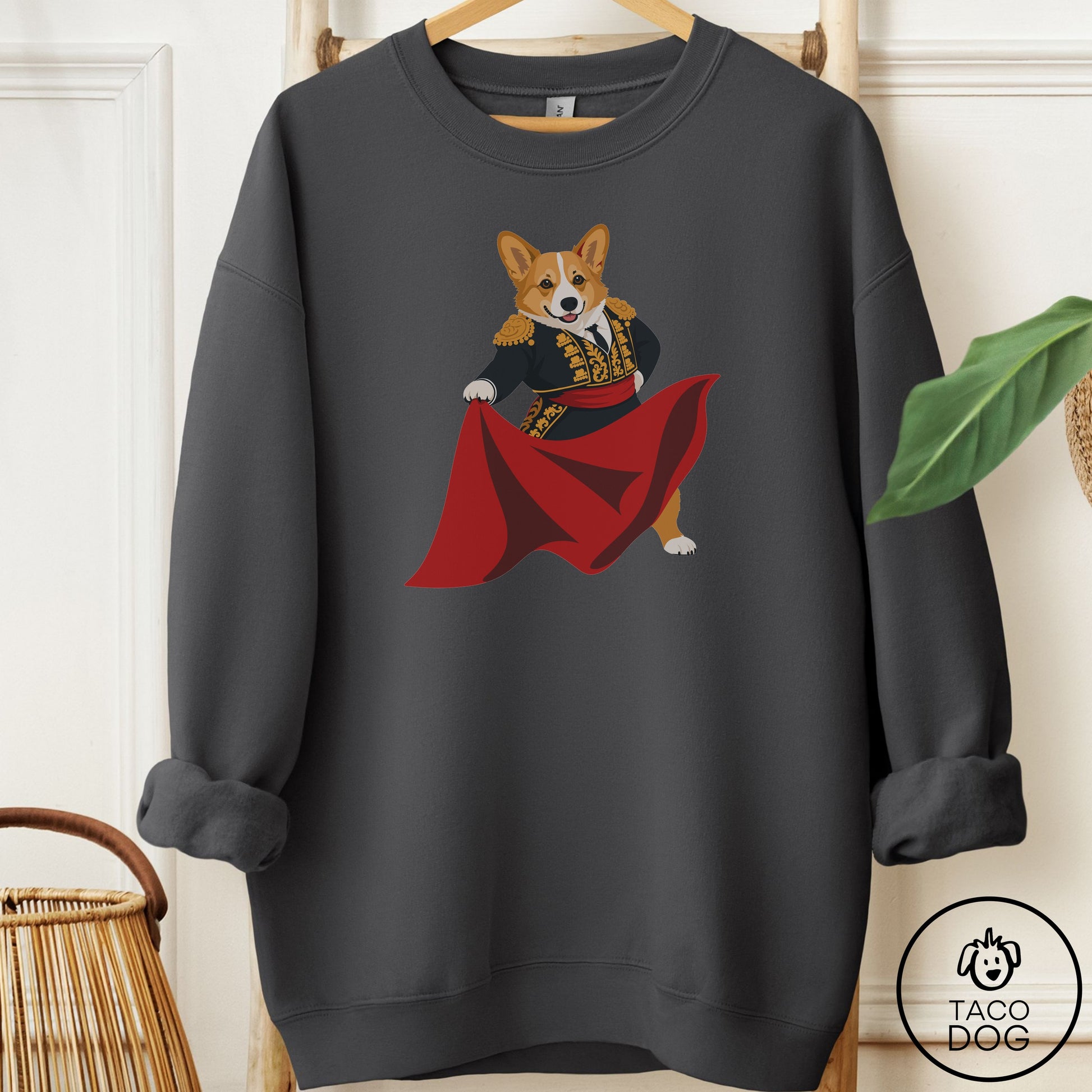 Corgi Matador Sweatshirt Charcoal Taco-Dog