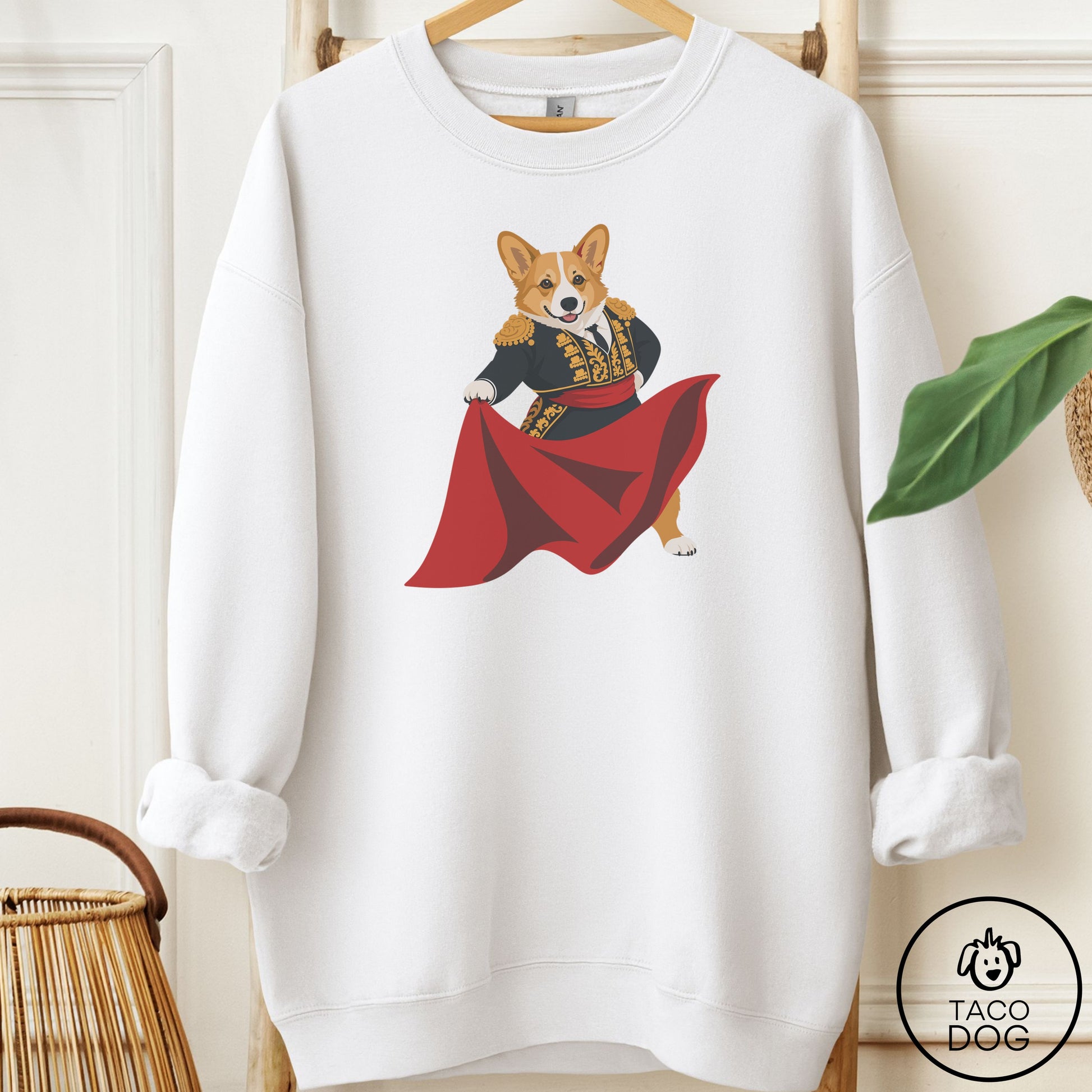 Corgi Matador Sweatshirt White Taco-Dog