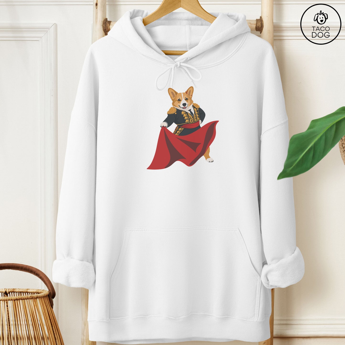 Corgi Matador Hoodie White Taco-Dog