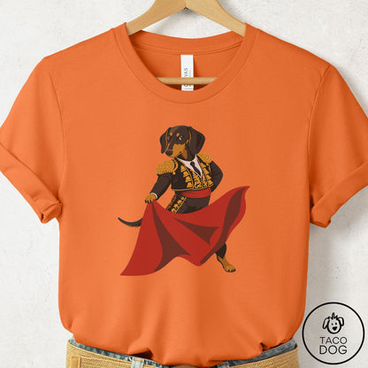 Dachshund Matador T-Shirt Burnt Orange Taco-Dog