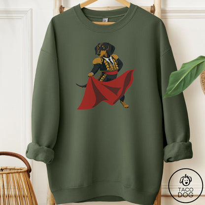 Dachshund Matador Sweatshirt Military Green Taco-Dog