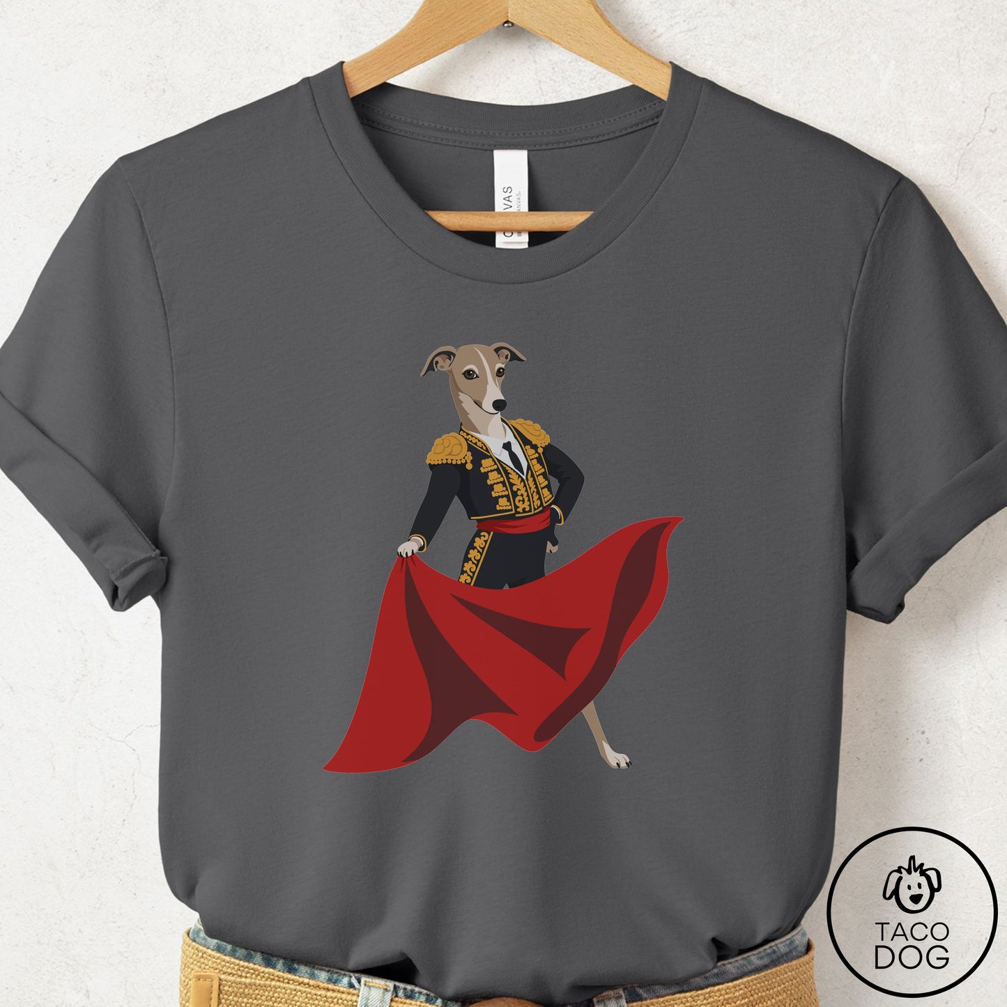 Italian Greyhound Whippet Matador T-Shirt Asphalt Taco-Dog