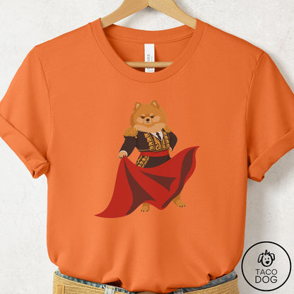 Pomeranian Matador T-Shirt Burnt Orange Taco-Dog